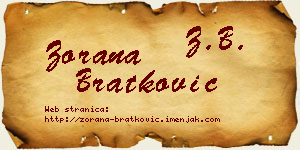 Zorana Bratković vizit kartica